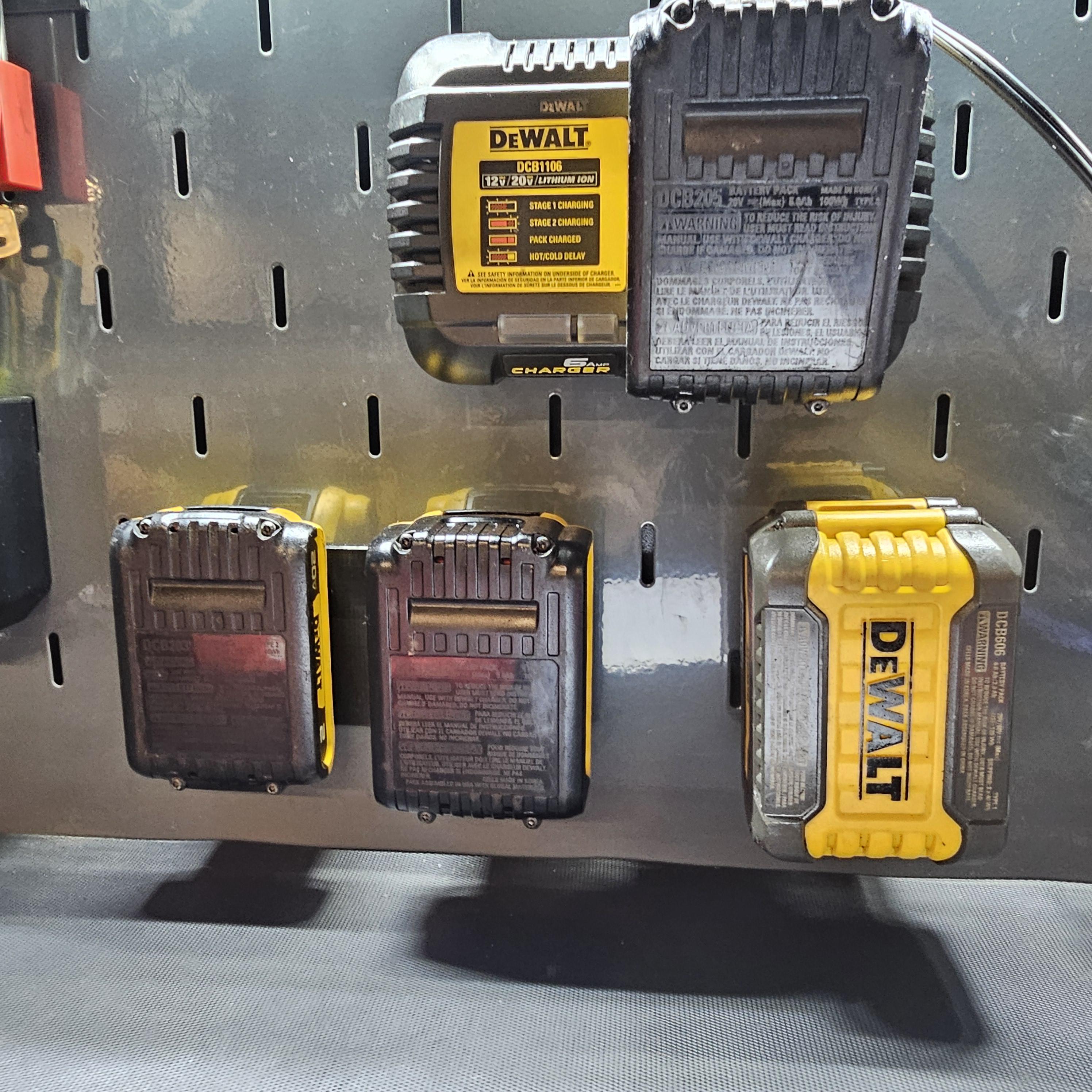 Double DeWalt 20V Battery Mount Fits US General Series 3 / ICON Hutch and Locker - Us General and Icon hutch and locker accessories - Knisley 3D Solutions