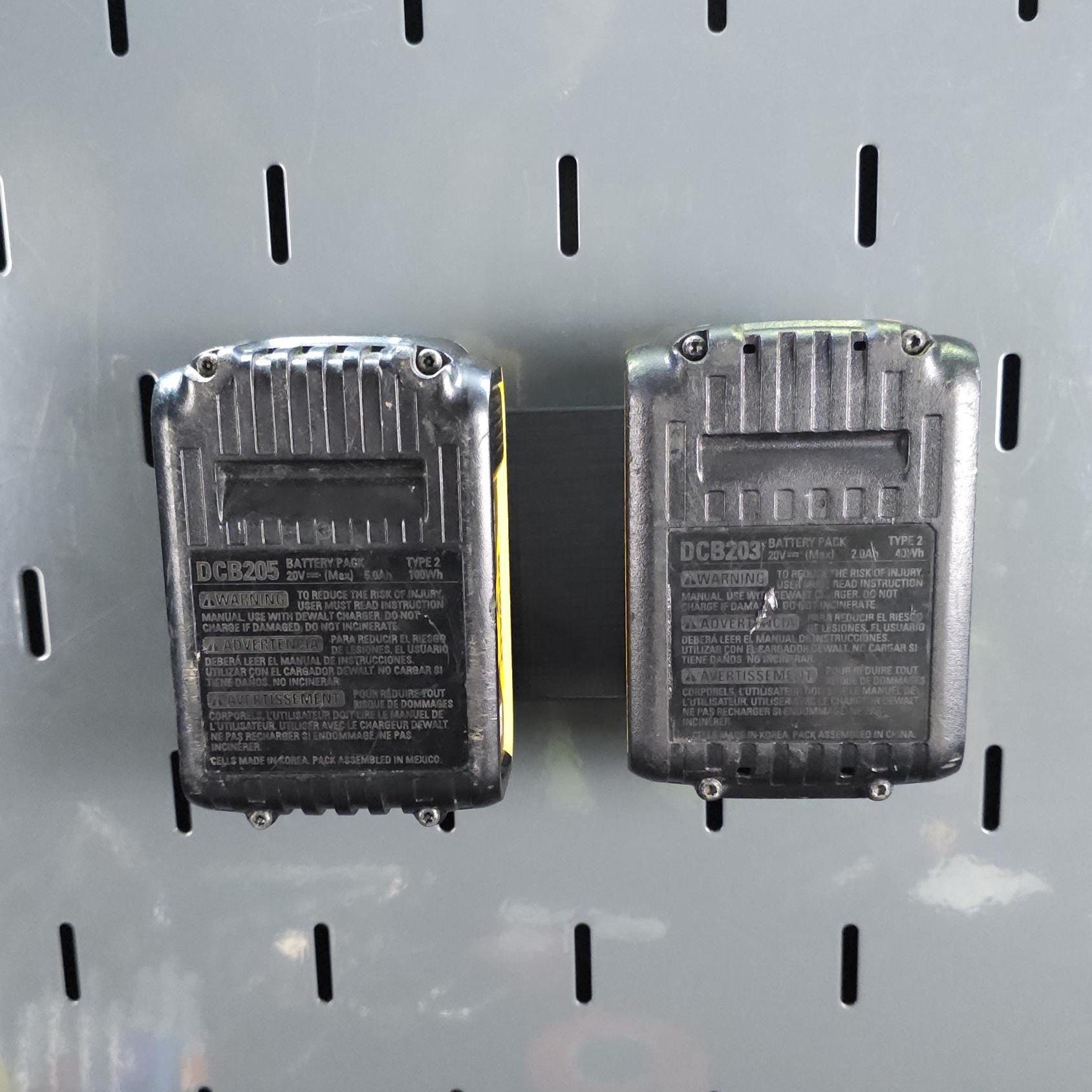 Double DeWalt 20V Battery Mount Fits US General Series 3 / ICON Hutch and Locker - Us General and Icon hutch and locker accessories - Knisley 3D Solutions